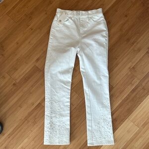 Tory Burch Keira White Embroidered Jeans
